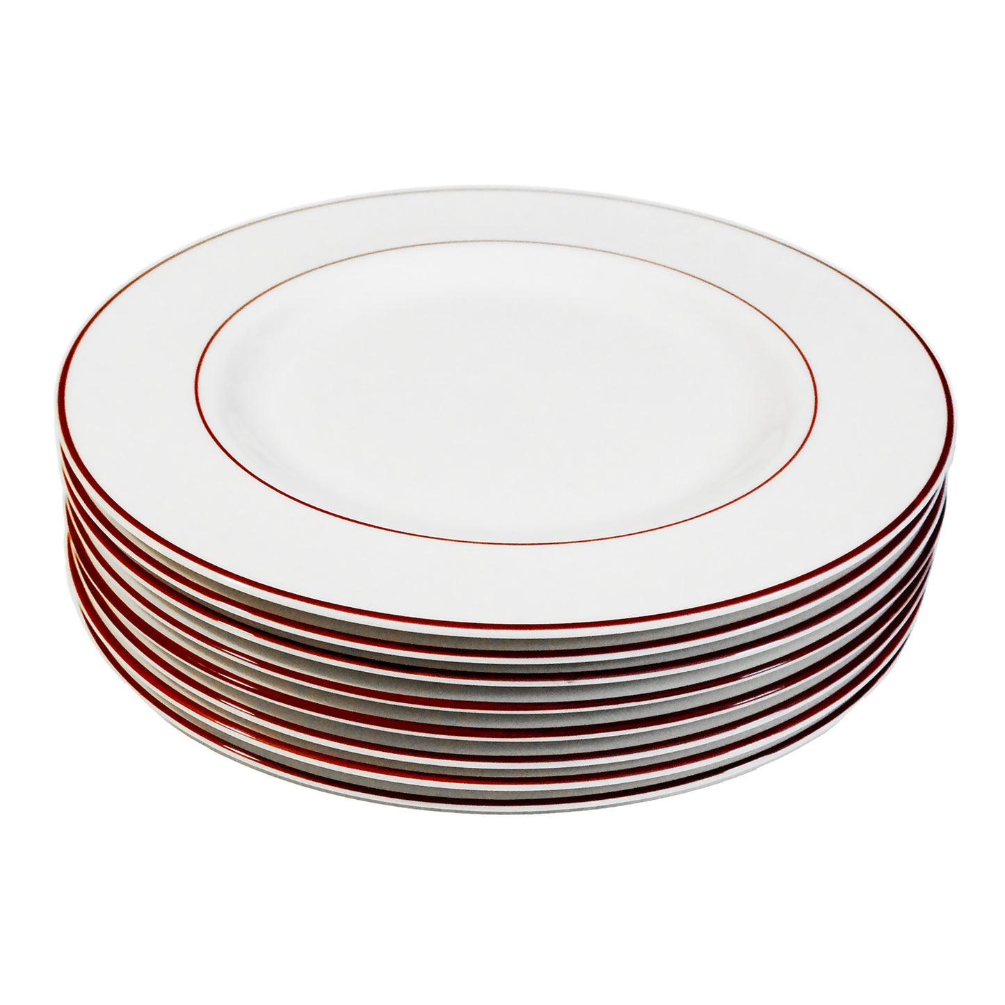 8-Pickard-Porcelain-Dinner-Plates-With-Burgundy-Red-Trim.-Shop-eBargainsAndDeals.com