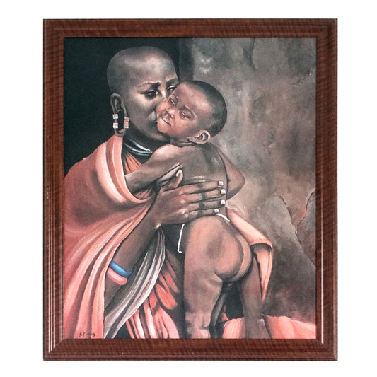 African-Mother-and-Child-Signed-Lithograph-on-Canvas.-eBargainsAndDeals.com
