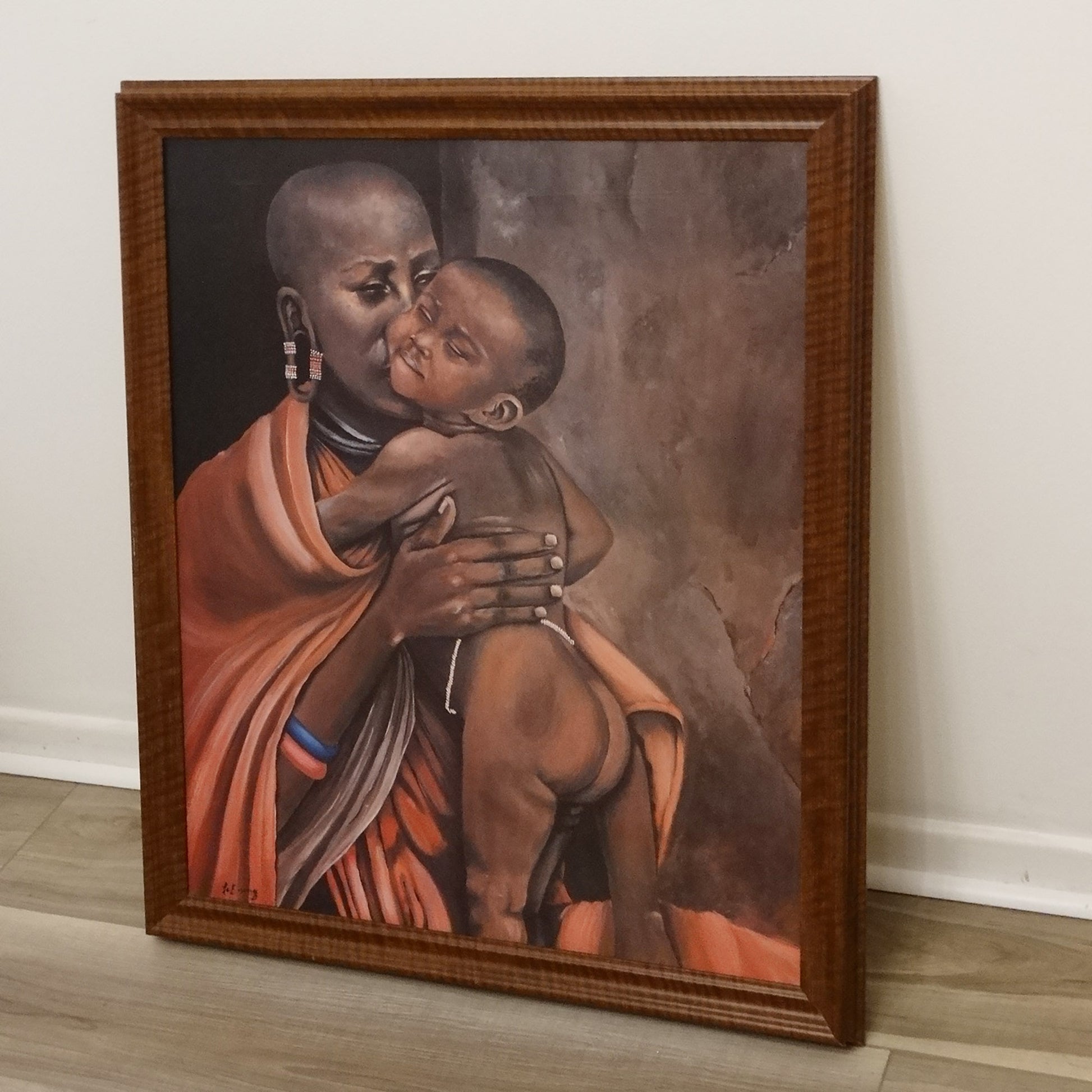 African-Mother-and-Child-Signed-Lithograph-on-Canvas.-Side-view-2.-eBargainsAndDeals.com