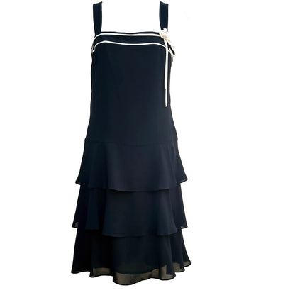 Ann Taylor Black Tiered Chiffon Cocktail Dress Ann Taylor Black Tiered Chiffon Cocktail Dress