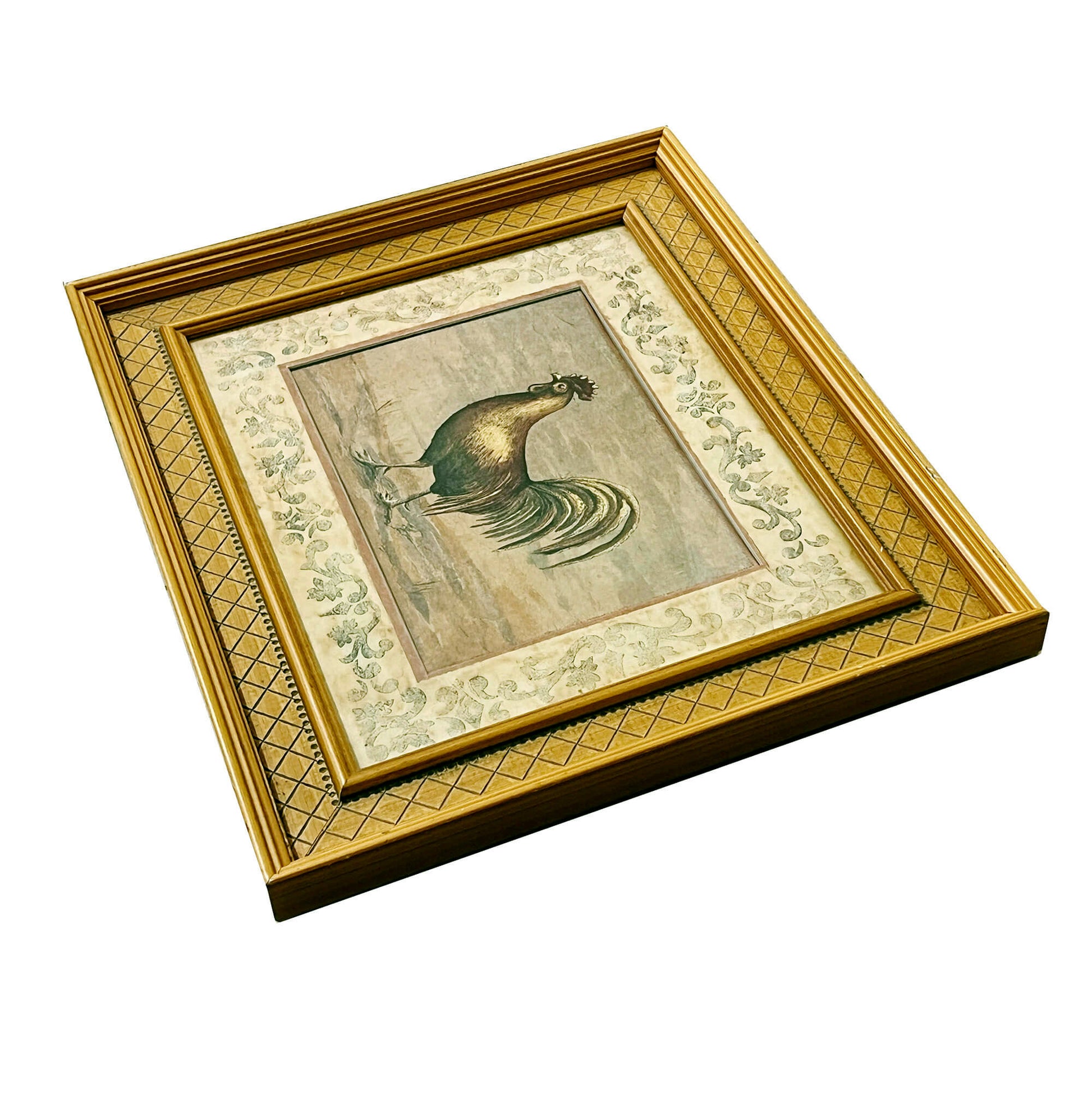 Banafshe-Schippel-Rooster-Print_-26Lx22W.-Wood-Frame.-Angle-view.-Shop-eBargainsAndDeals.com