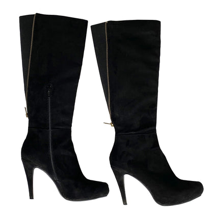 Black-Faux-Suede-Stiletto-Boots.-Wide-Leg.