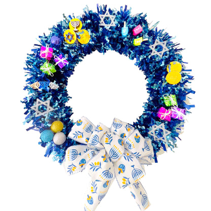 Hanukkah Wreath, Dreidels, Jewish Stars, Menorahs, Gelt 18"