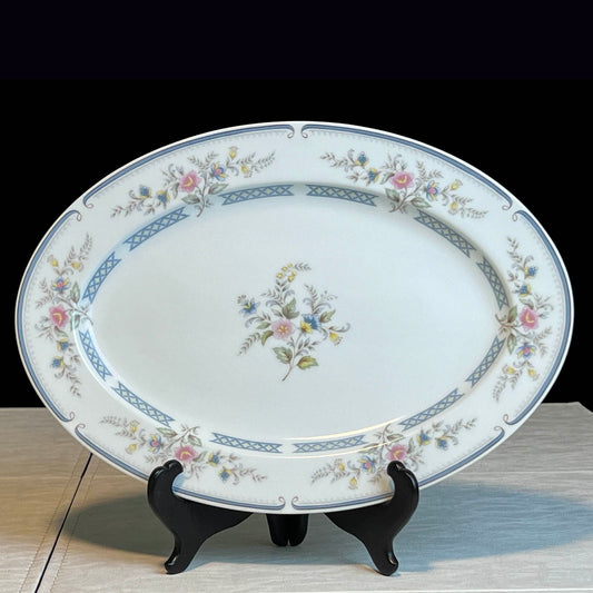 Brookwood-Stratford-White-Blue-Pink-Oval-Porcelain-Serving-Platter.