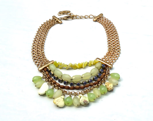 Chicos-GoldChain_Green-White-Brown-Beaded-Necklace.-Shop-eBargainsAndDeals.com