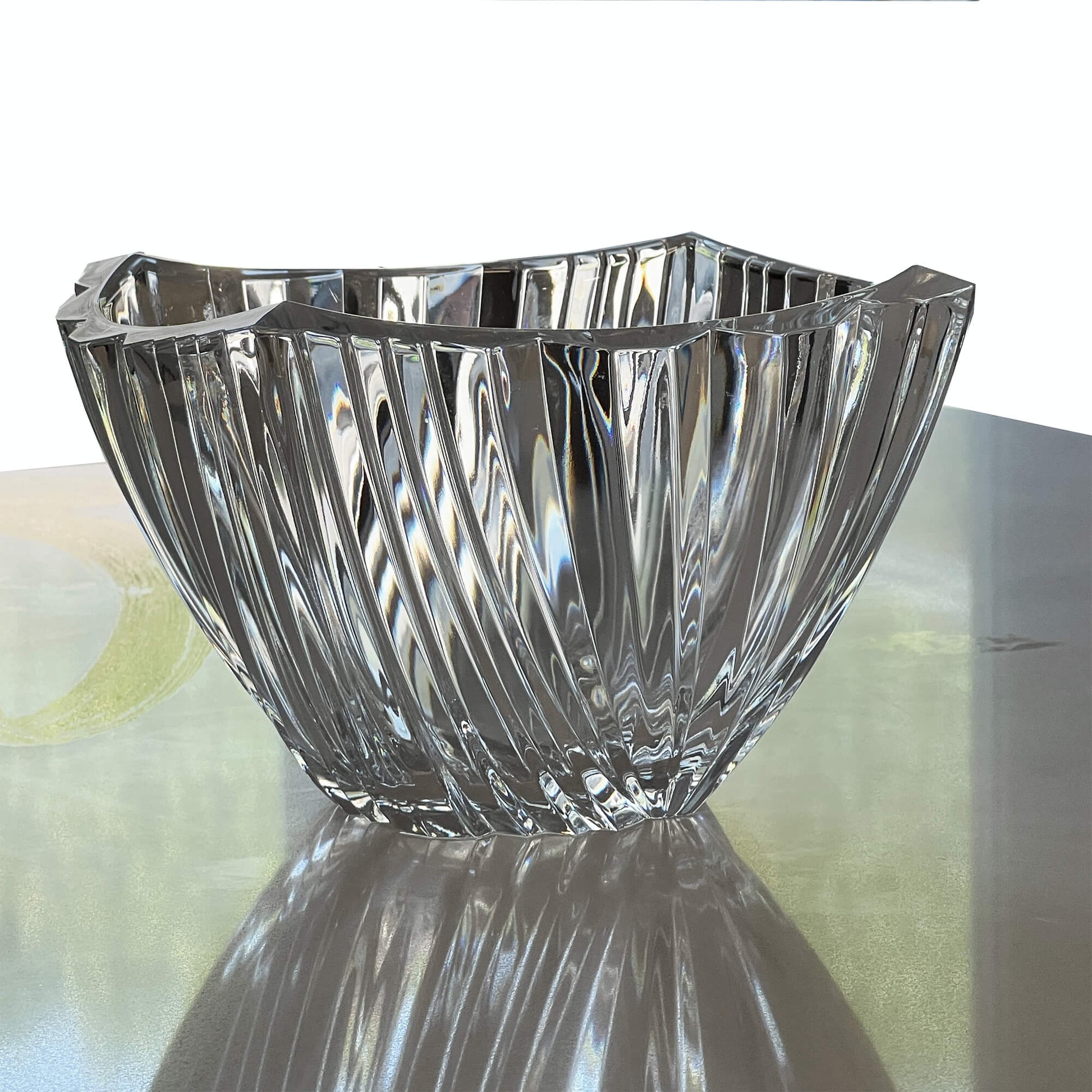 Clear Led Crystal Glass fluted serving bowl