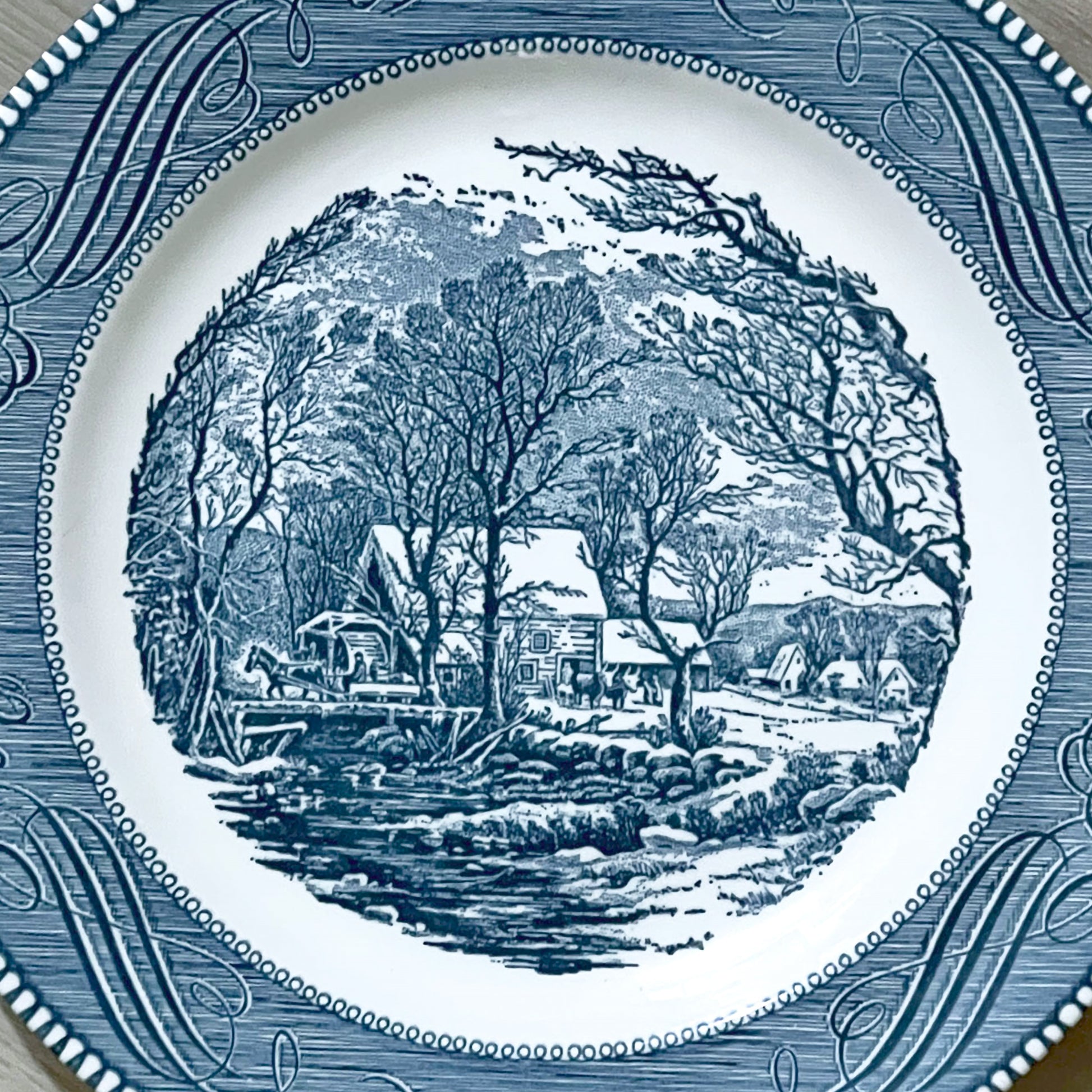 Currier-Ives-The-Old-Grist-Mill-Dinner-Plates_-Close-up-view_-Shop-eBargainsAndDeals.com
