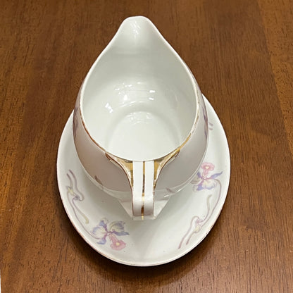 Czechoslovakia-Orchid-Iris-China-Gravy-Boat-logo.-Handle-view.-Shop-eBargainsAndDeals.com