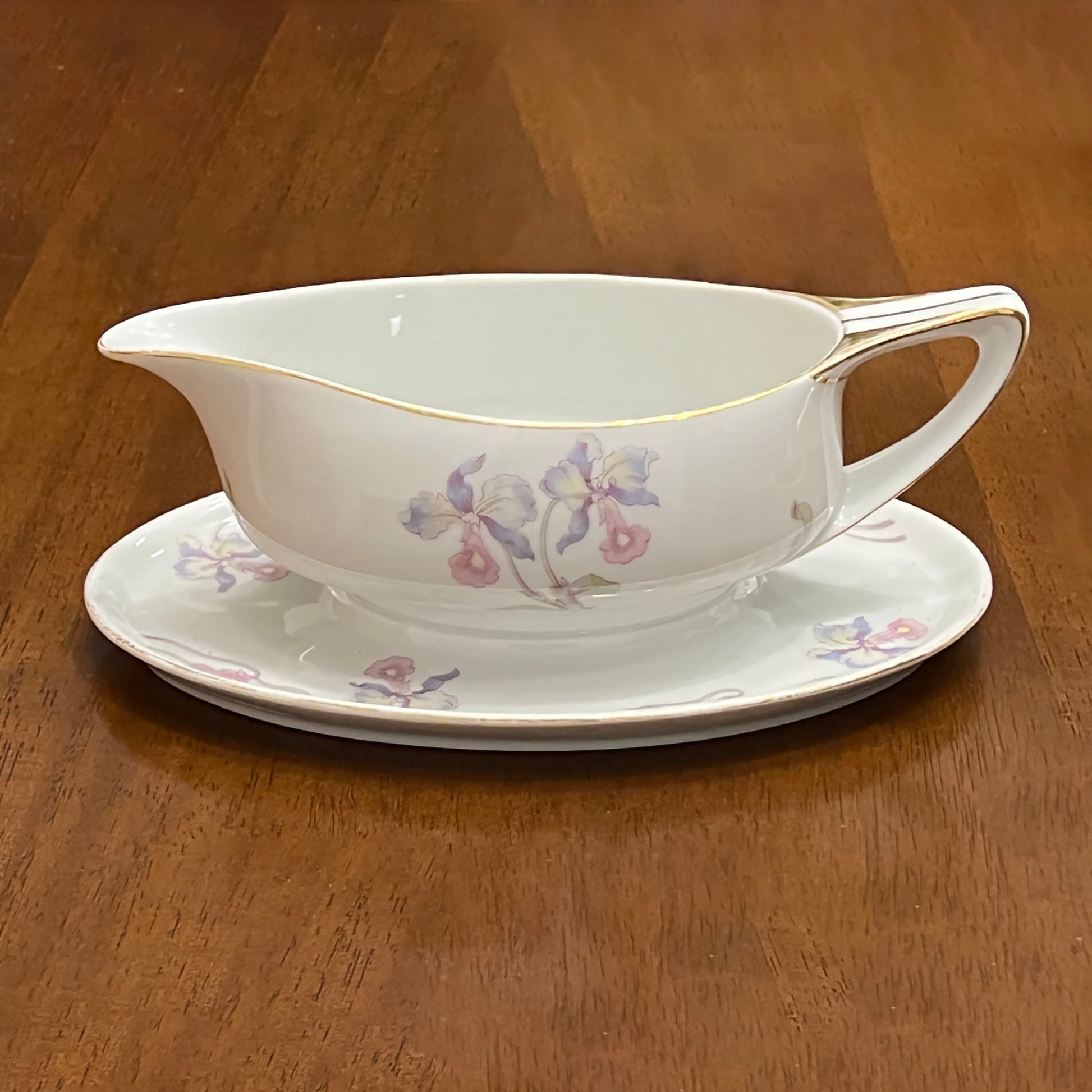 Czechoslovakia-Orchid-Iris-China-Gravy-Boat-logo.-Side-view-.-Shop-eBargainsAndDeals.com