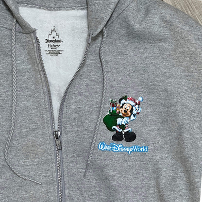 Disneyland-Mens-Graphic-Happy-Holidays-Hoodie-Jacket-Close-up-view