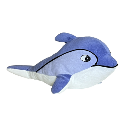 Dolphin-Plush-Pillow-Stuffed-Animal-Toy-18-inch seen on an angle