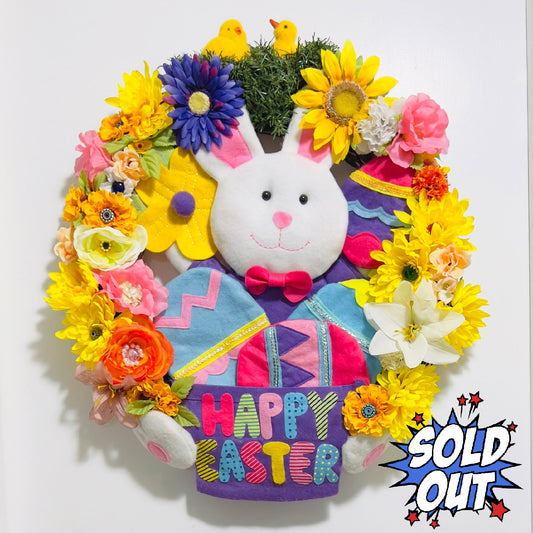 24-in Easter Bunny Rabbit Grapevine Holiday Door Wreath