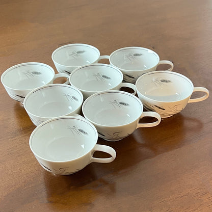  Easterling-Kora-Porcelain Cups and Saucers.- Set of 4.-