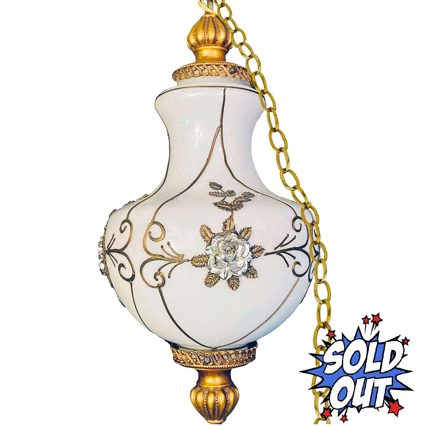 Carl Falkenstein Alabaster Glass Chandelier Pendant Light - 27"