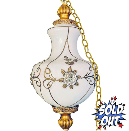 Carl Falkenstein Alabaster Glass Chandelier Pendant Light - 27"