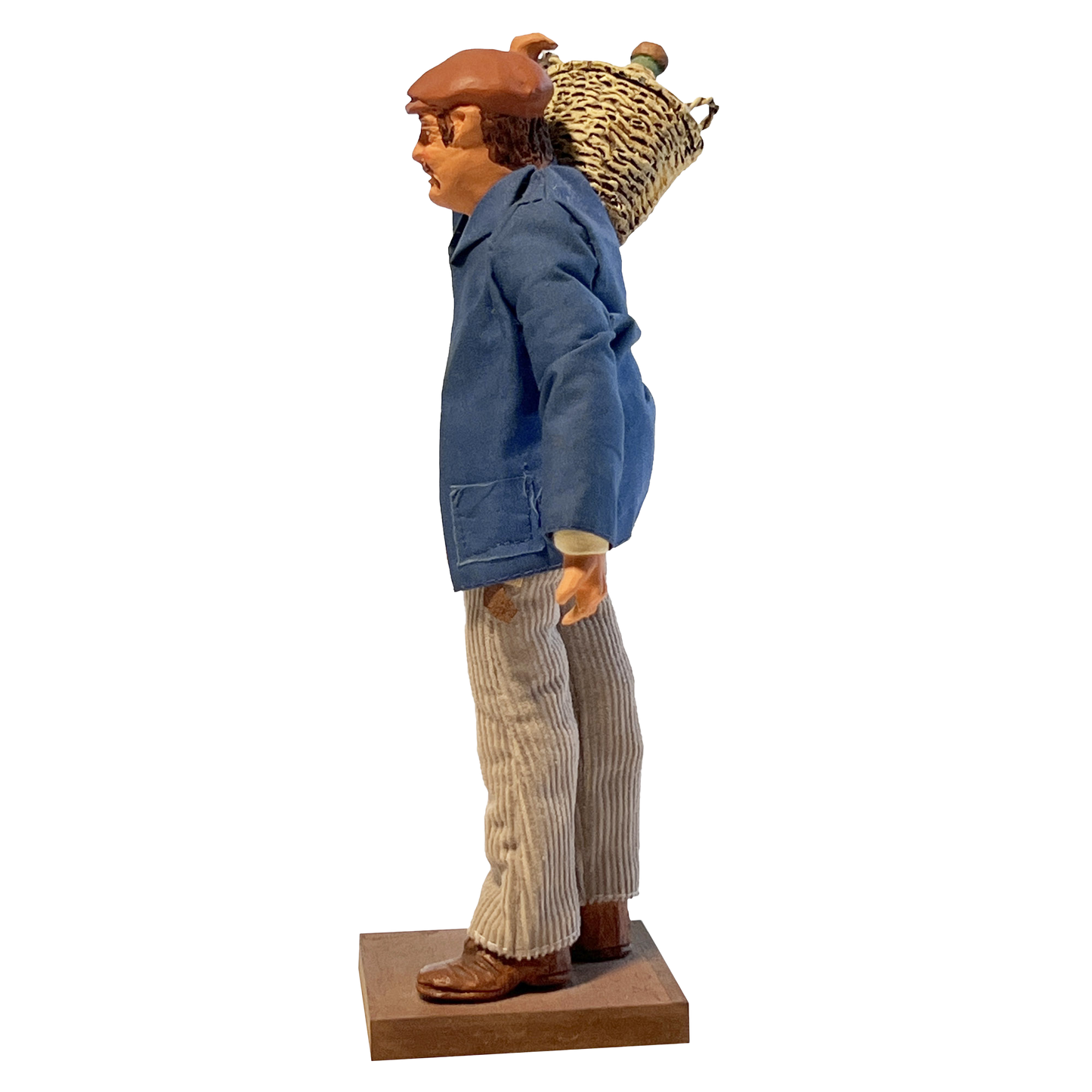 French Santon de Provence Grape Harvester Terracotta Figurine, Signed H. Cavasse