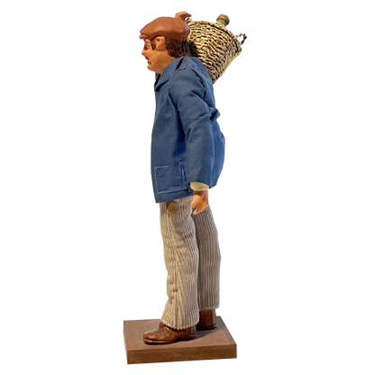 French Santon de Provence Grape Harvester Terracotta Figurine, Signed H. Cavasse