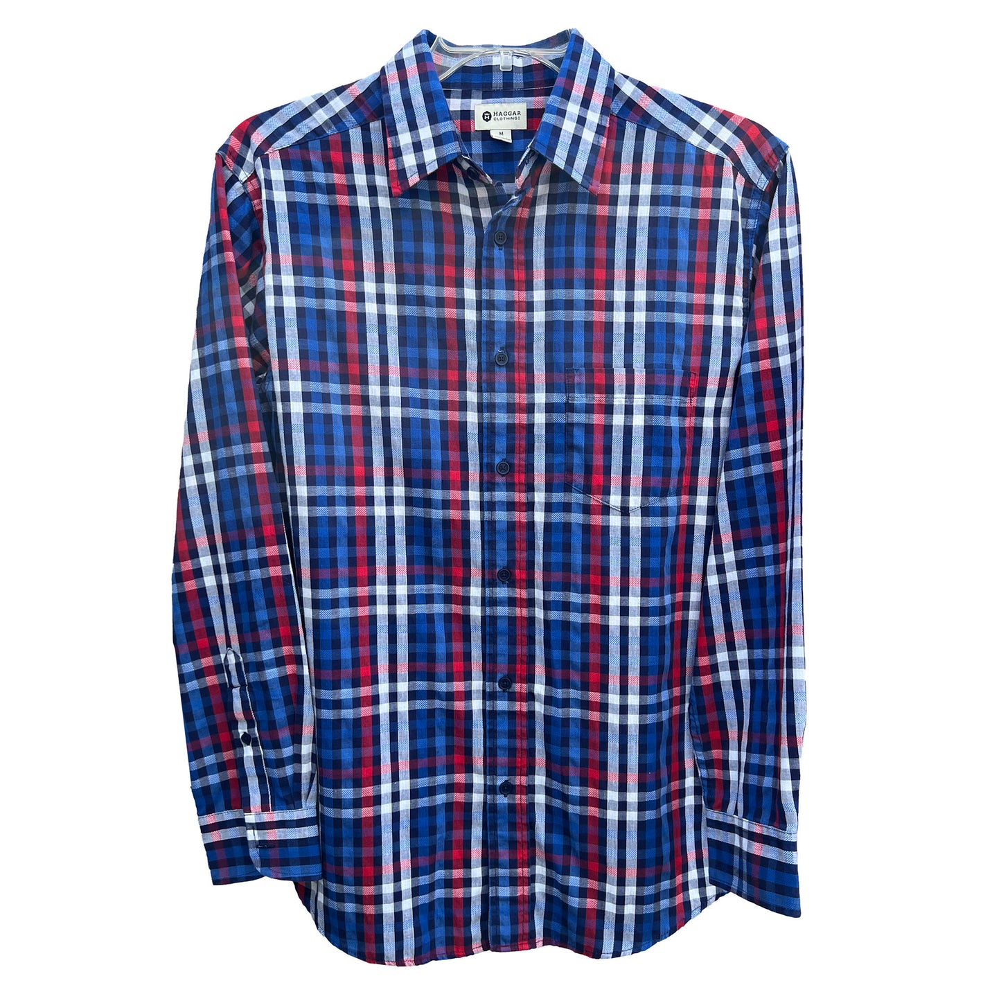 Haggar-blue-white-red-button-down-shirt.