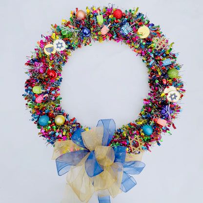 Hanukkah Holiday Confetti Door Wreath, Wooden Ornaments, Hanukkah Gifts