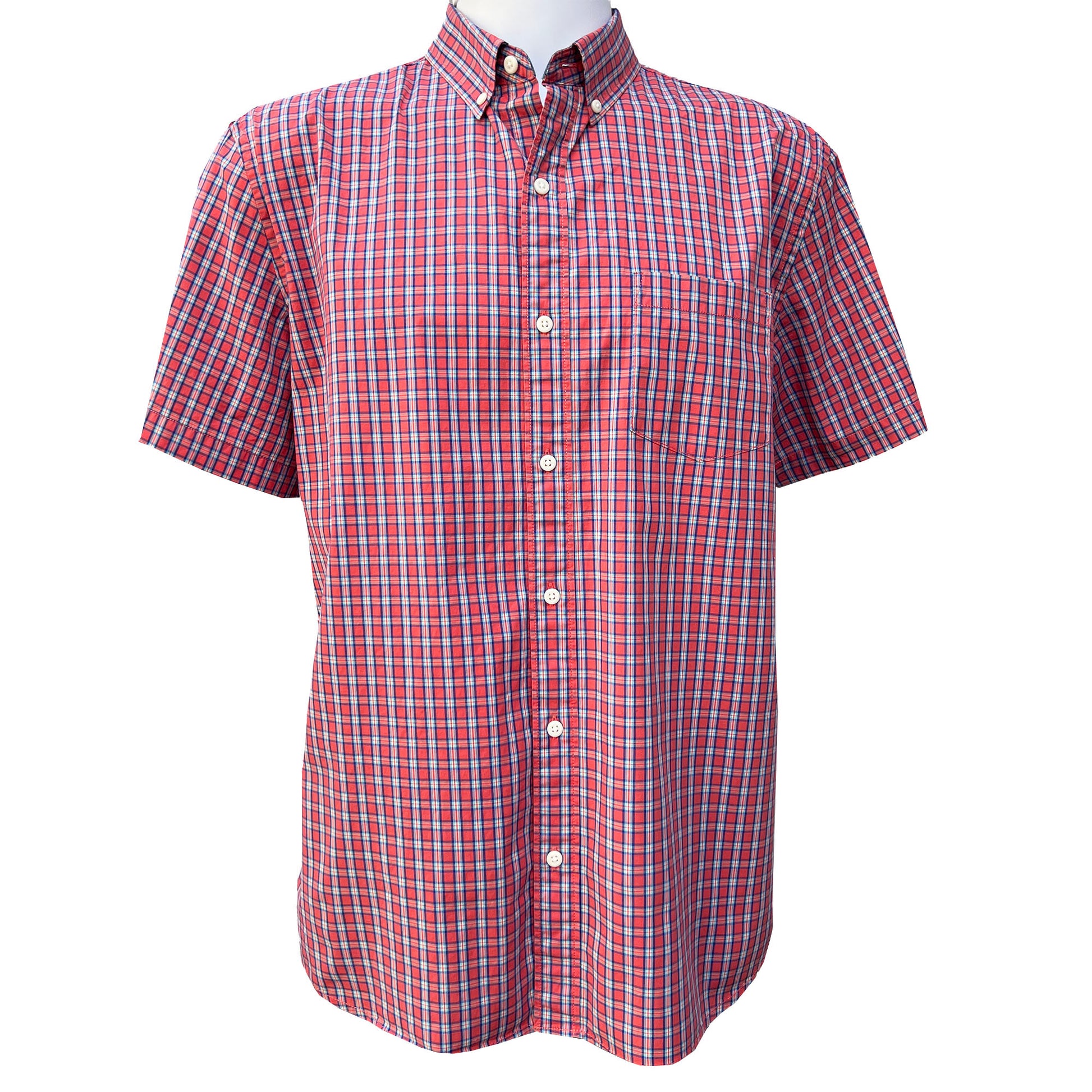 Hawker-Rye-Regular-Fit-Red-Plaid-Short-Sleeve-Button-Down-Casual-Shirt-for-Men-XL