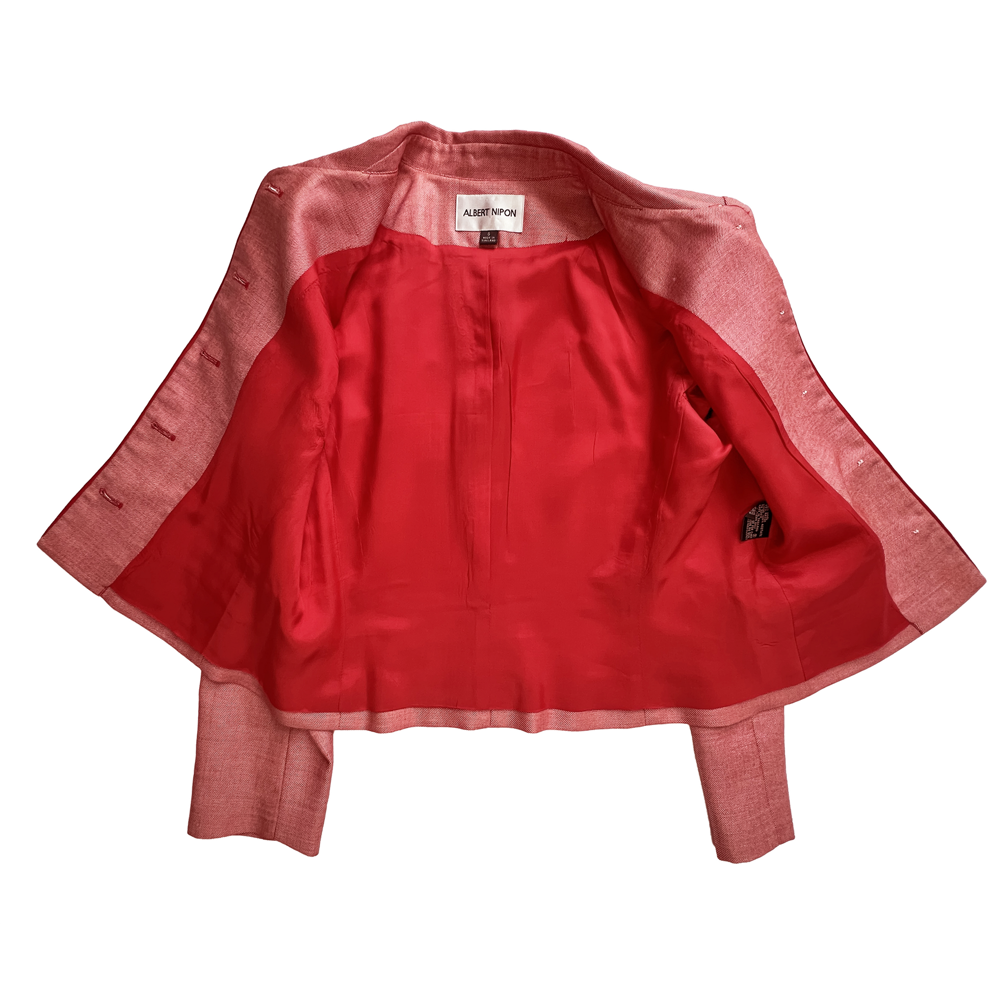 Interior-view-of-Albert-Nipon-Red-Skirt-Suit-Jacket- Lining