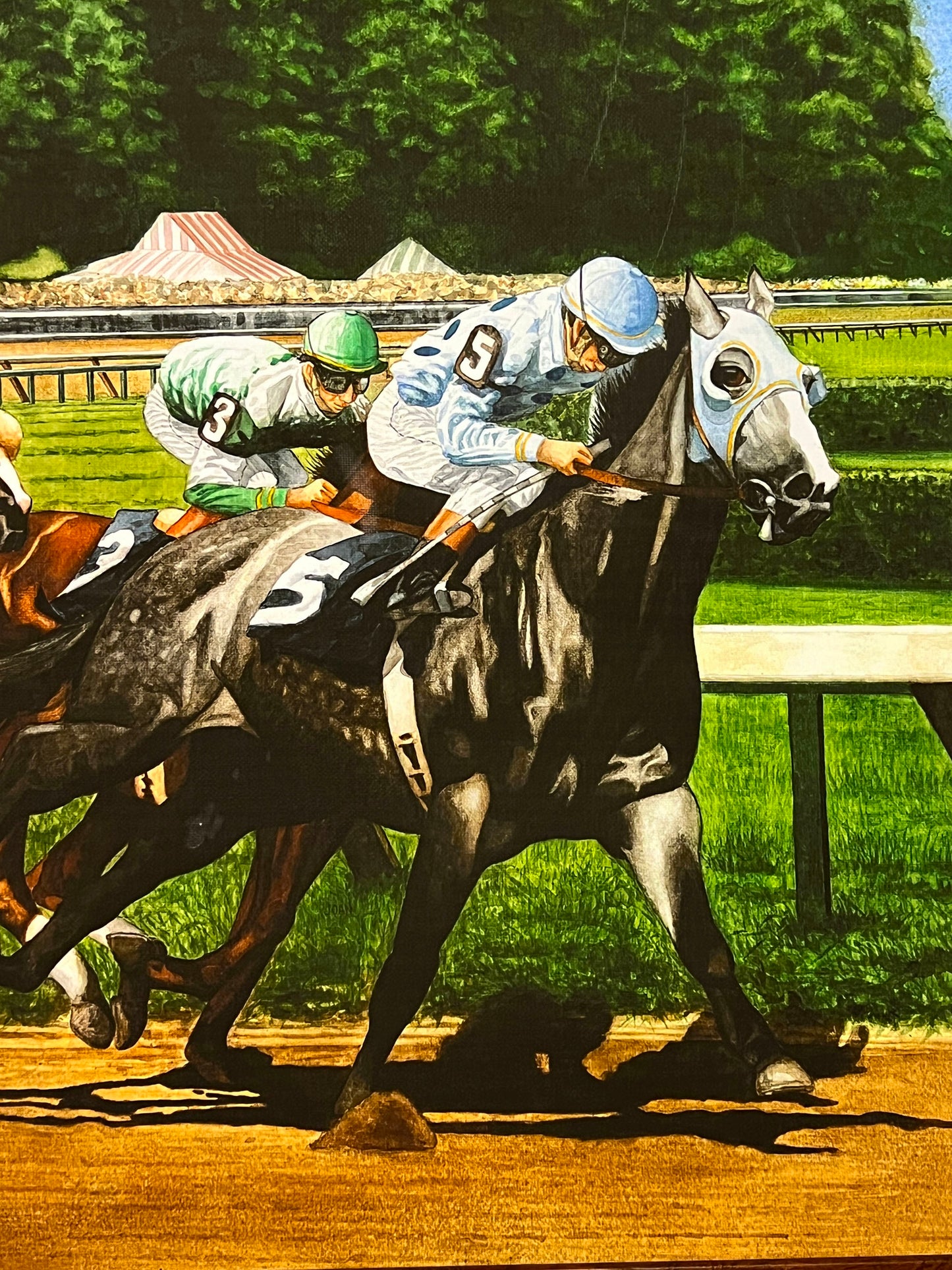 Jockey-Number-5-is-in-the-lead. Saratoga-Race-Track.