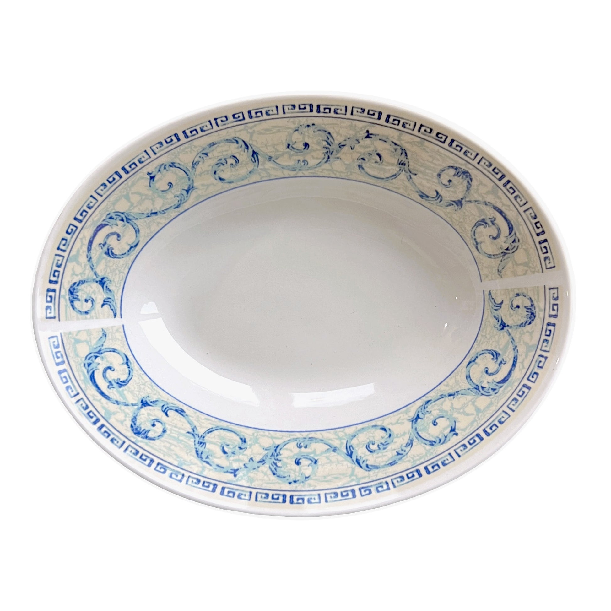 Acanthus Blue Vegetable Bowl, Top View