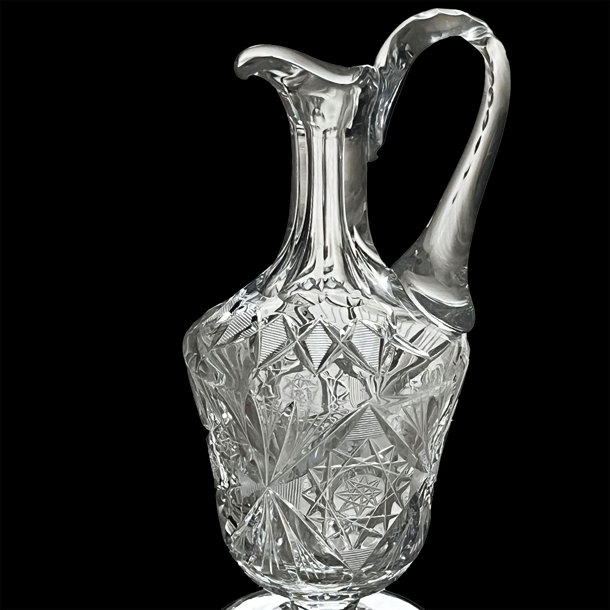 Libbey-American-Brilliant-Lead-Crystal-Pitcher-with-High-Handle.