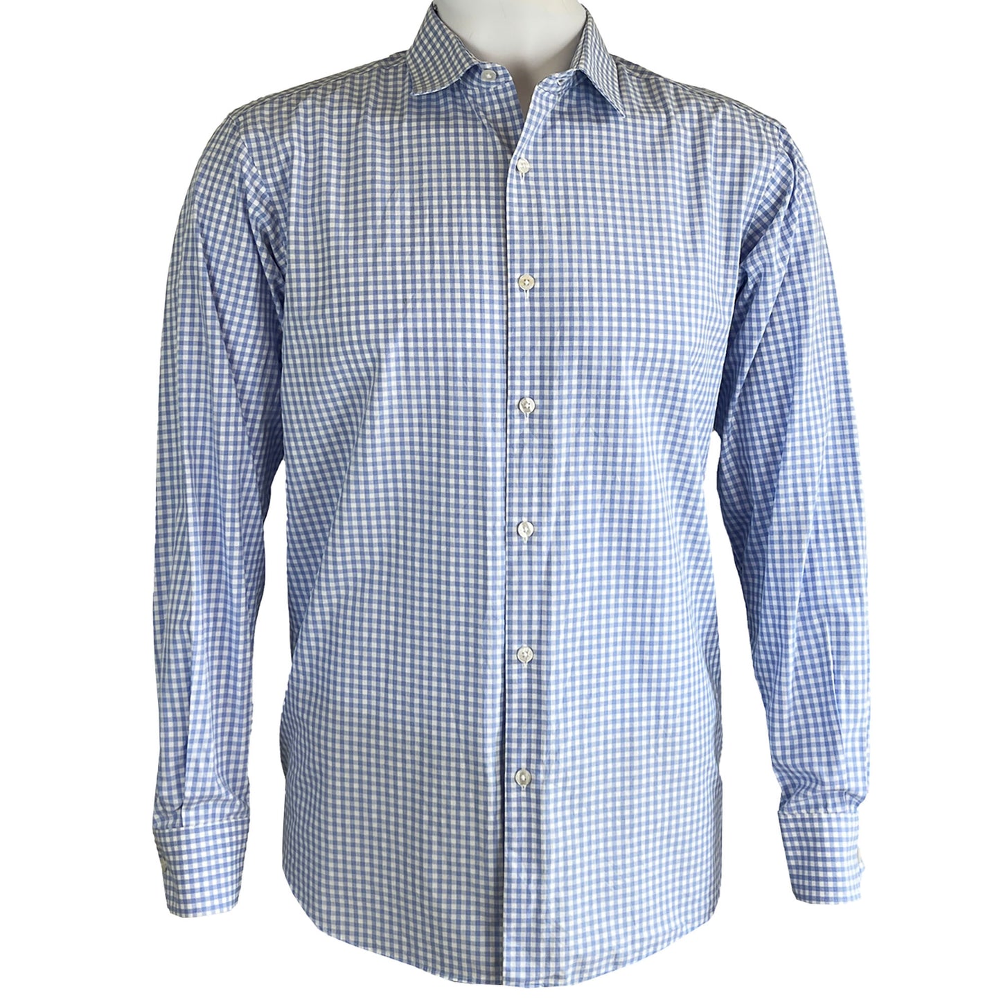 Mens-Harts-Schaffner-Blue-White-Check-Long-Sleeve-Sport-Shirt.