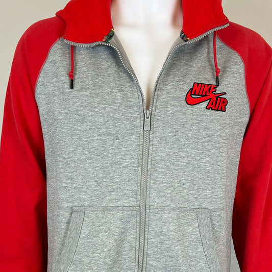 Men's Nike Air Red and Gray Zippered Hoodie Track Jacket - XL