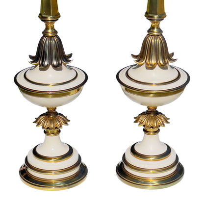 Mid-Century-Stiffel-Brass-Enamel-Lamps. 