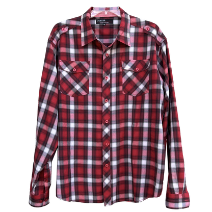 NWOT-Men_s-Pinzer-Premier-Red-Plaid-Military-Shirt_-Epaulettes, Size 4X