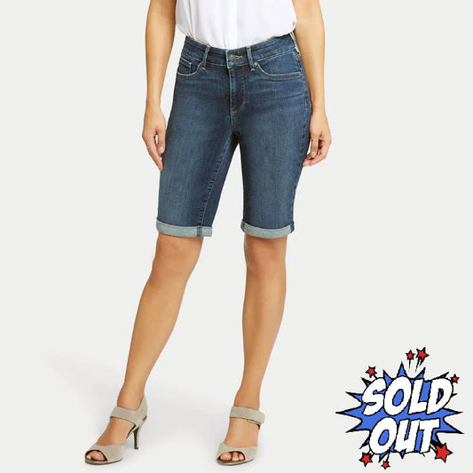 NYDJ Briella Blue Denim Bermuda Shorts.  Size 0. Lift Tuck Technology