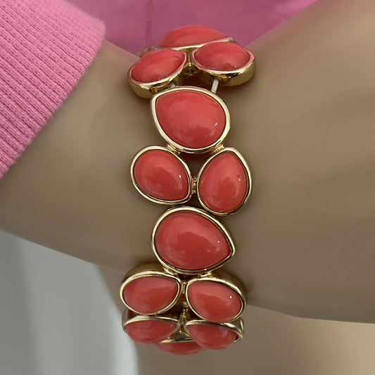 Napier-Coral-Teardrop-Bead-Bracelet-Shown-on-Wrist.