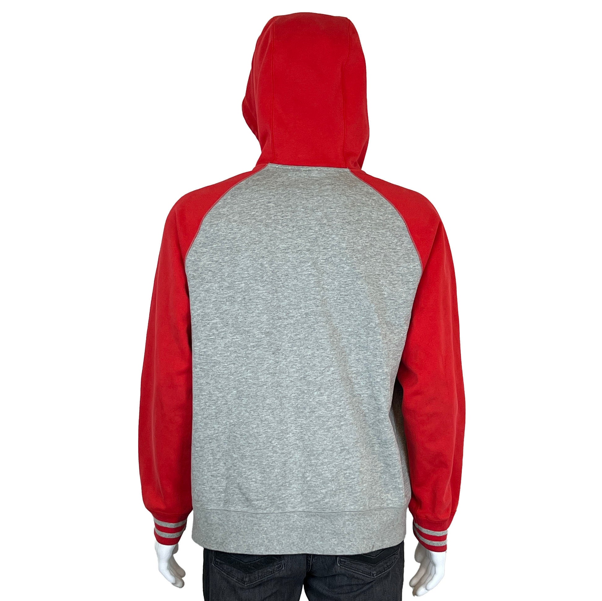 Nike-Air-Red-and-Gray-Zip-Hoodie-Jacket.-Back-view.-Shop-eBargainsAndDeals.com