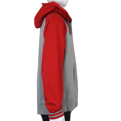 Nike-Air-Red-and-Gray-Zip-Hoodie-Jacket.-Side-view-2.-Shop-eBargainsAndDeals.com