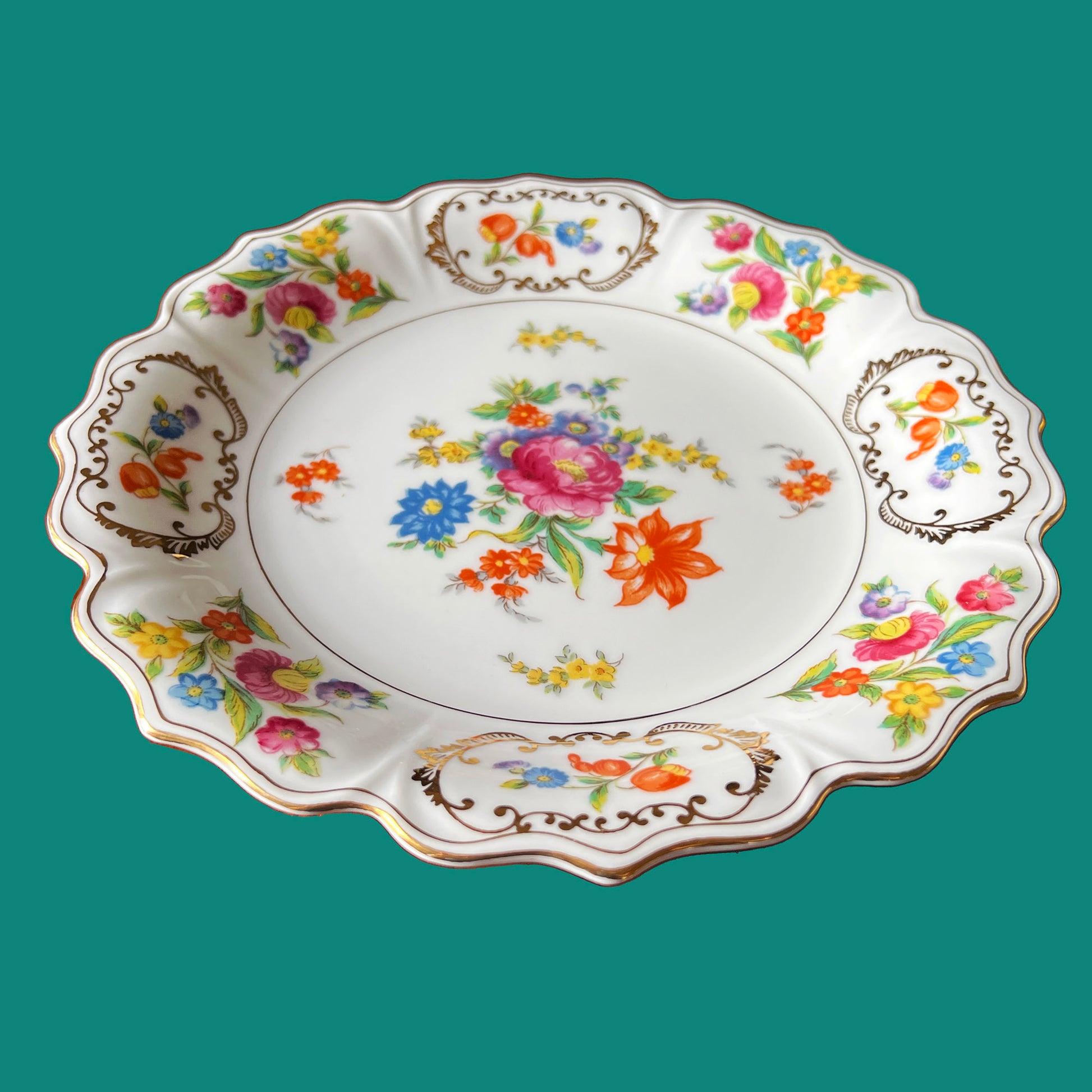 Antique Floral Cake Plate