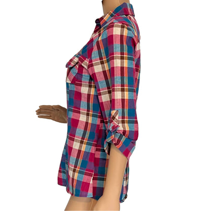 Passport-Multicolor-Plaid-Button-Front-Shirt.-Shop-eBargainsAndDeals.com