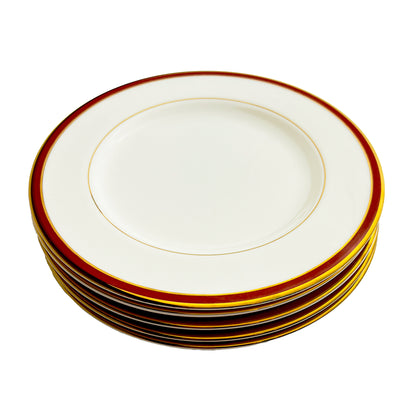 Pickard-24K-Gold-and-Burgundy-Red-Salad-Plates.