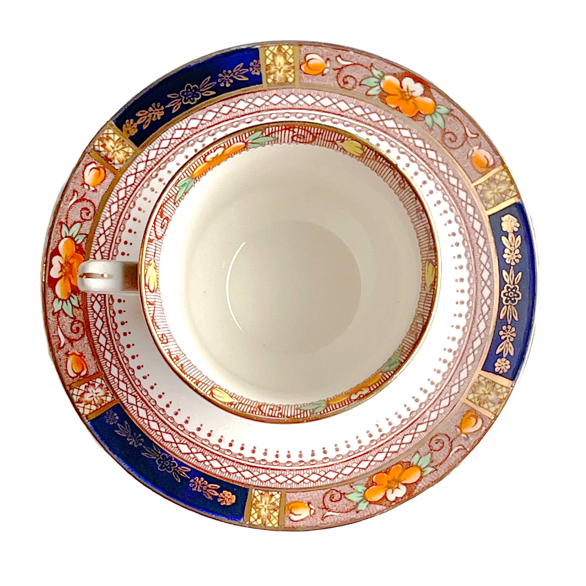 Queen-Mary-China-Cup-and-Saucer-Set.-English-China.