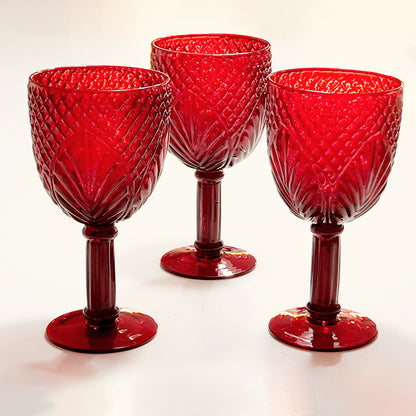 Ruby Red Glass Goblet set.