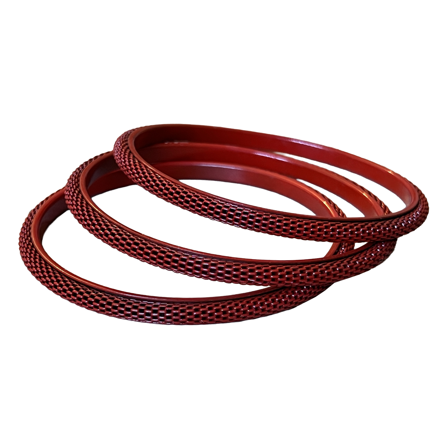 Red-Mesh-Bangle-Bracelets, Set of 3