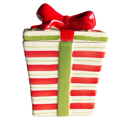 Red-White-Green-Striped-Ceramic-Gift-Box.-Side-view.