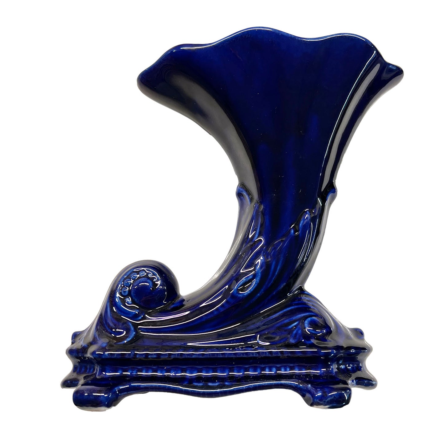 Royal-Blue-Horn-of-Plenty-Flower-Vase-Side-View.-Shop-eBargainsAndDeals.com