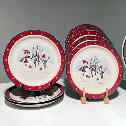 Royal-Seasons-Snowmen-Stone-Dinner-Plates.-Showing 8 of 10 Plates