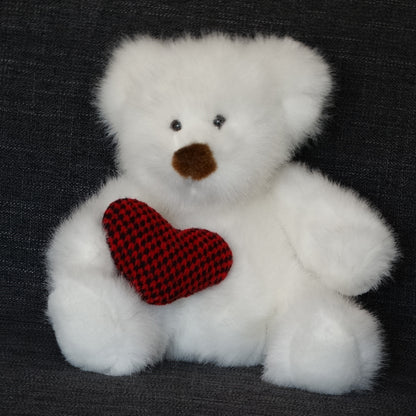 Russ-Berrie-Plush-Valentine's-Day-stuffed-bear. Front view.