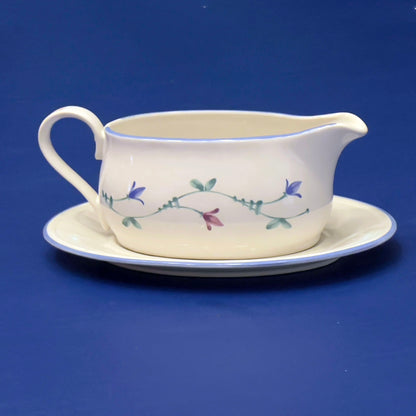 Savoir Vivre Portofino Blue Floral China Gravy Boat and Underplate