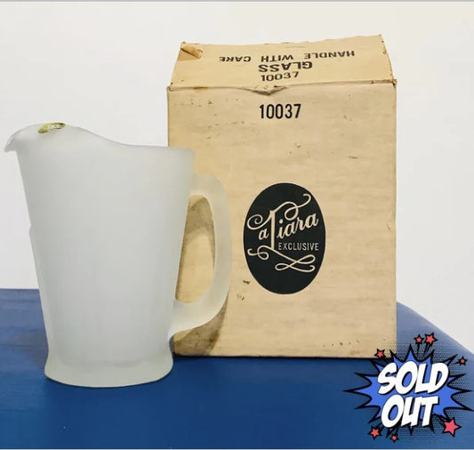 Vintage Tiara Frosted Glass Water Pitcher Beverage Holder 48 oz. 6 cups
