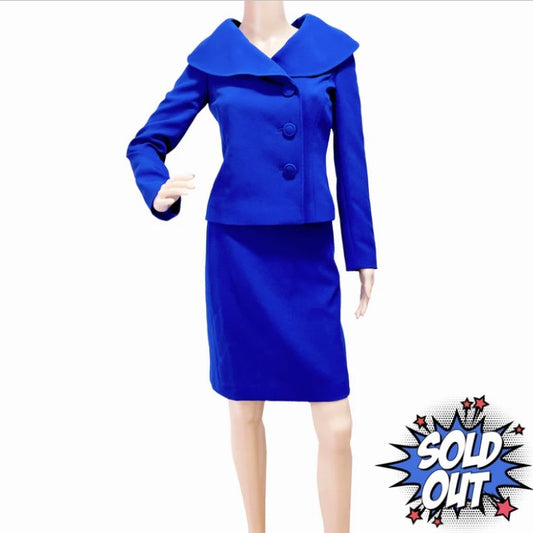 New Women's Tahari ASL Royal Blue Skirt Suit, Size 0P