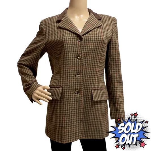 J.G. Hook Collection  Brown and Beige Plaid Wool Lined Blazer - Size 8P